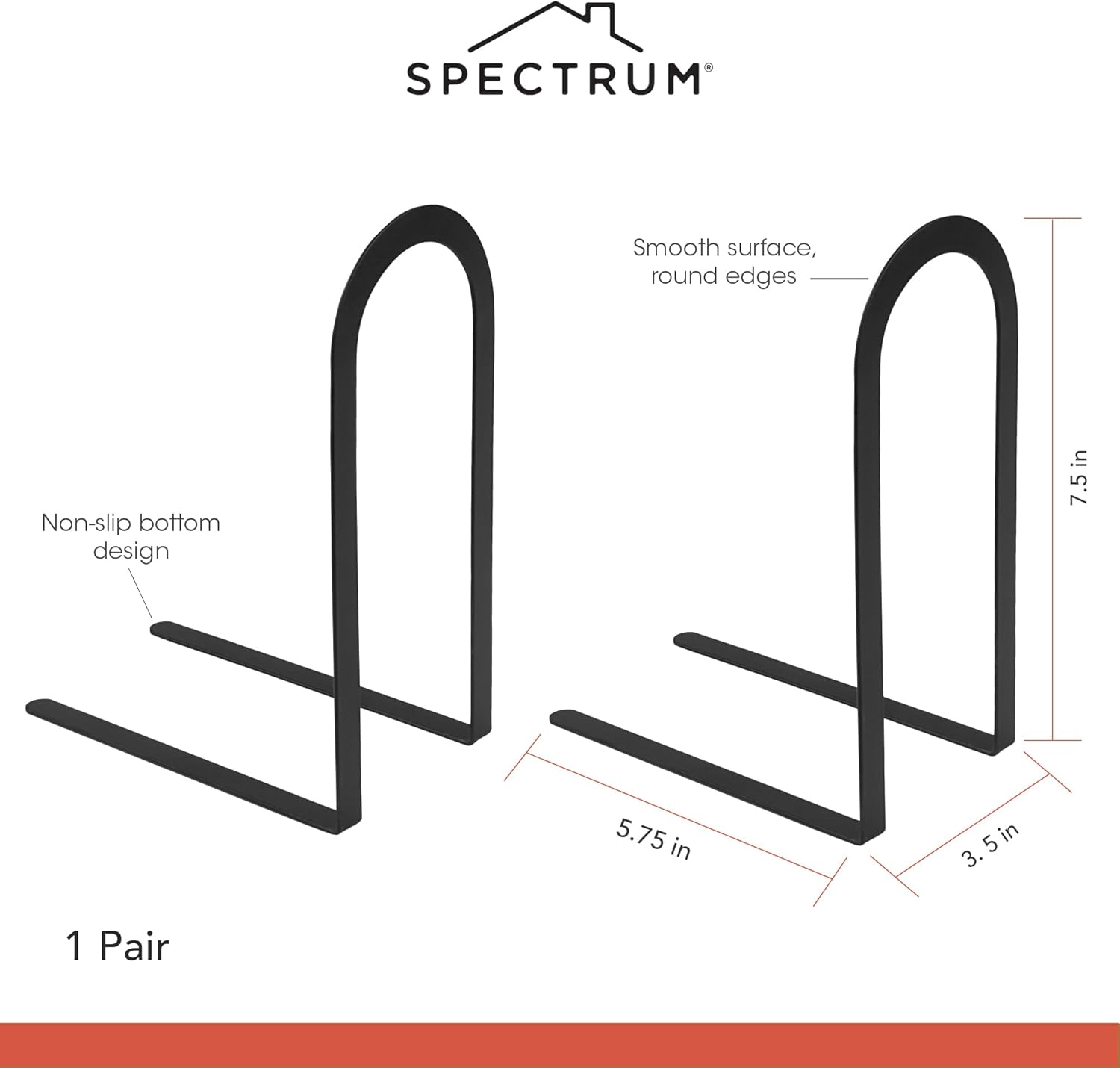 Spectrum Elements Book Ends Large Black Modern Metal