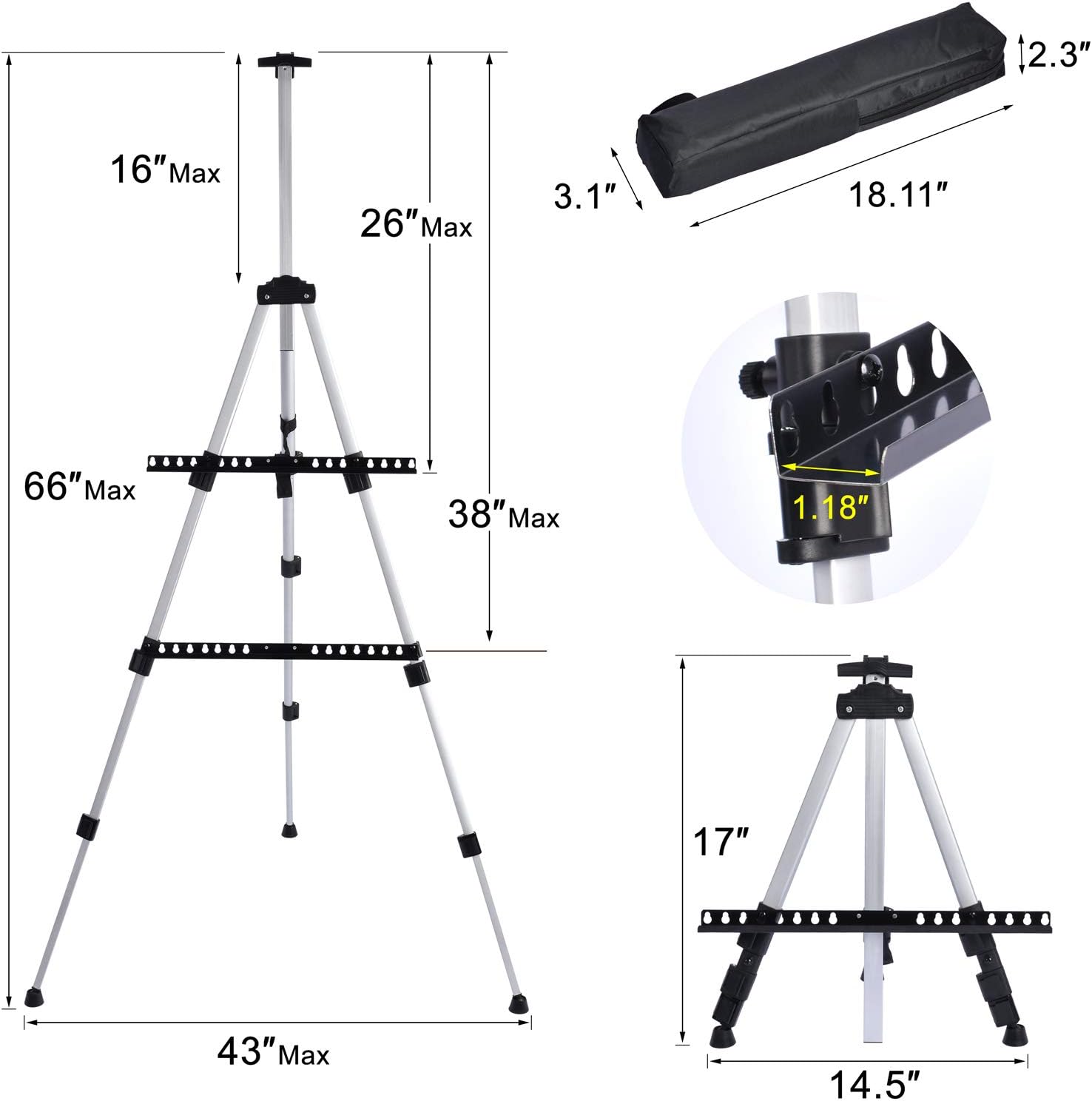 Portable Artist Easel Stand - Adjustable Height and Lightweight