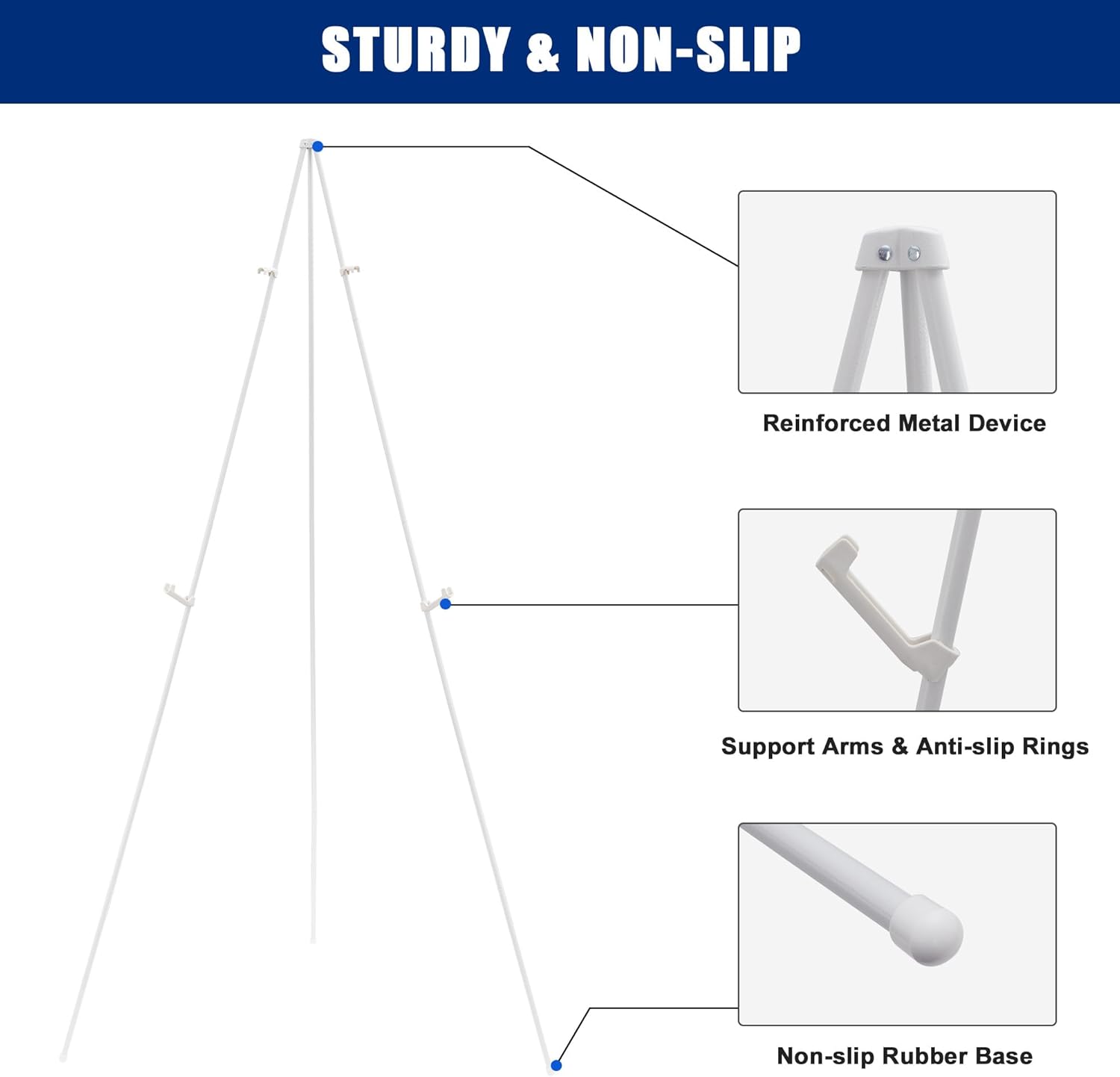 63 Portable Metal Easel Stand - White