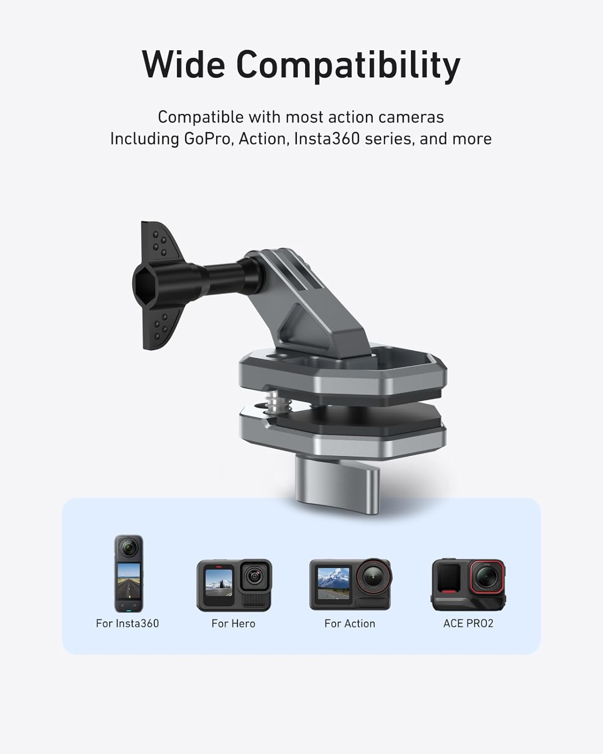TELESIN Motorcycle Windshield Clip Camera Mount