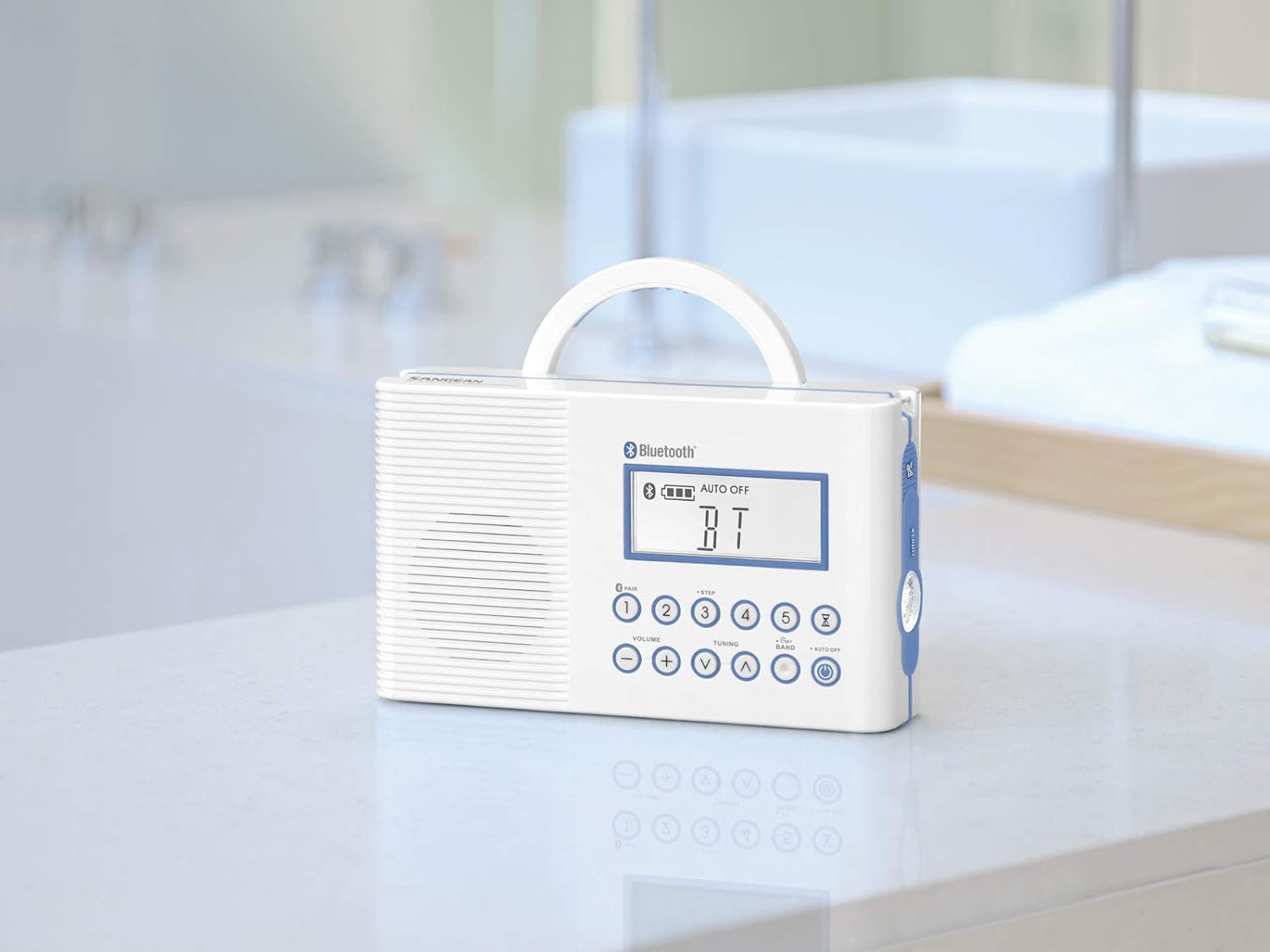 Sangean H202 Waterproof Shower Radio with Weather Alerts and Bluetooth