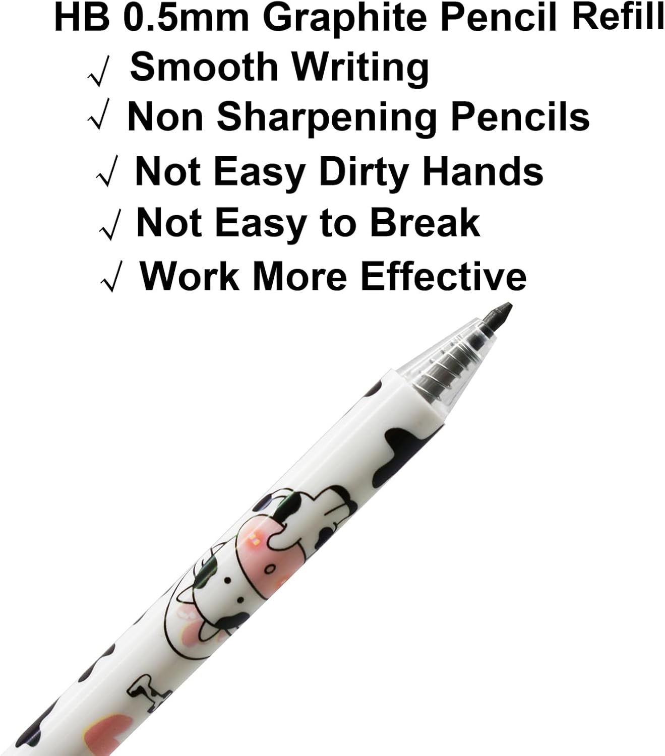 Maydahui 24 Pcs Cartoon Cow Design HB Pencils