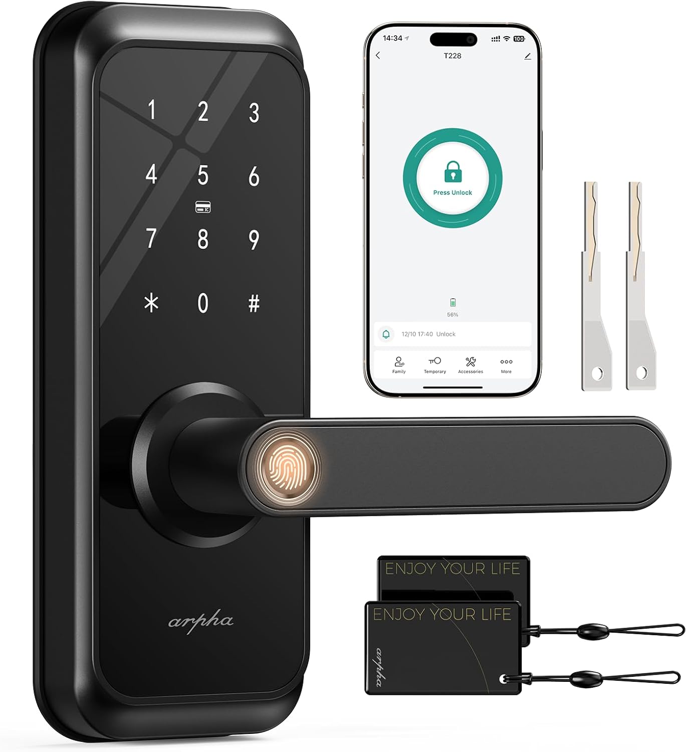 5-in-1 Keyless Entry Deadbolt with Fingerprint and APP Control