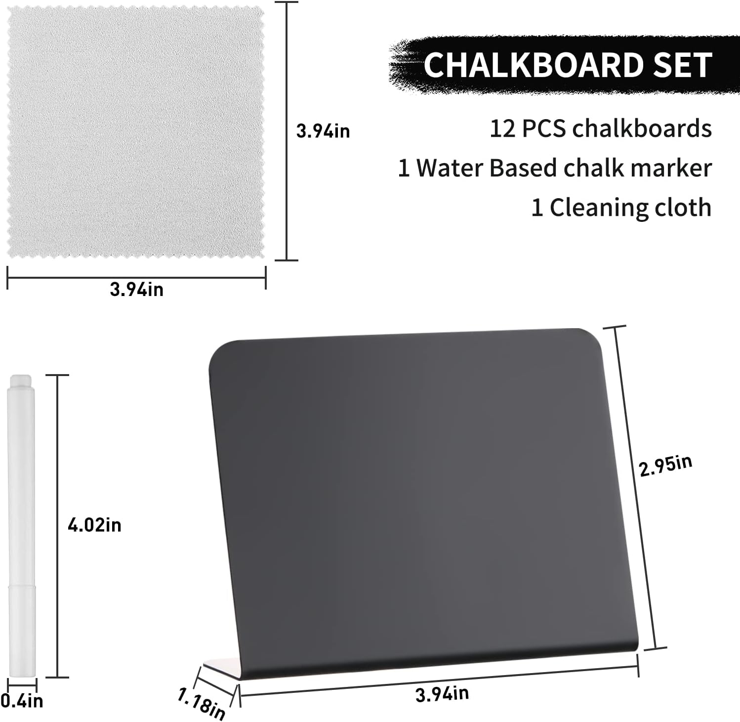 12 Pack Mini Chalkboard Signs 4x3 for Food Party Wedding Bakery