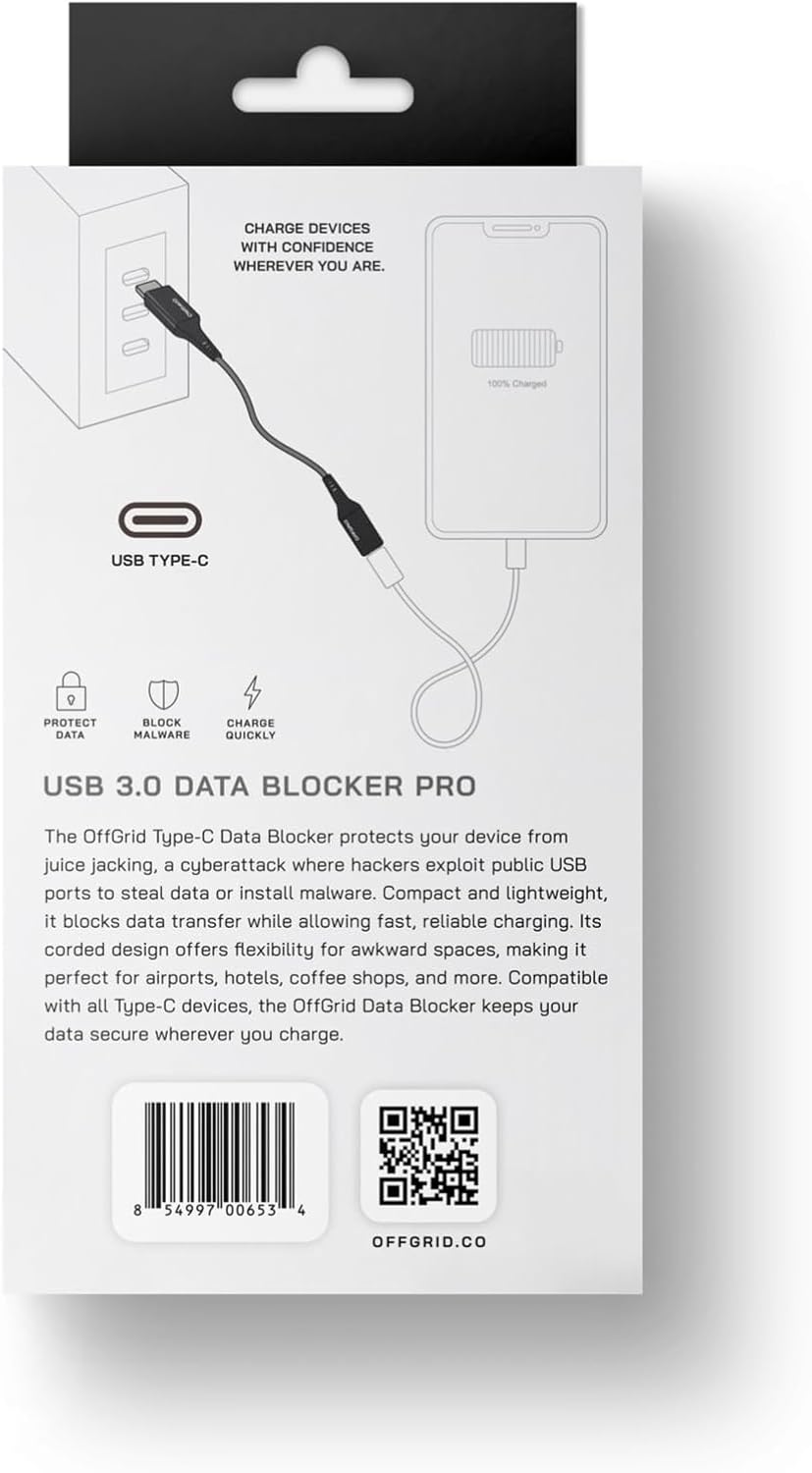 OFFGRID USB Data Blocker - USB-C Secure Charging Adapter 2-Pack