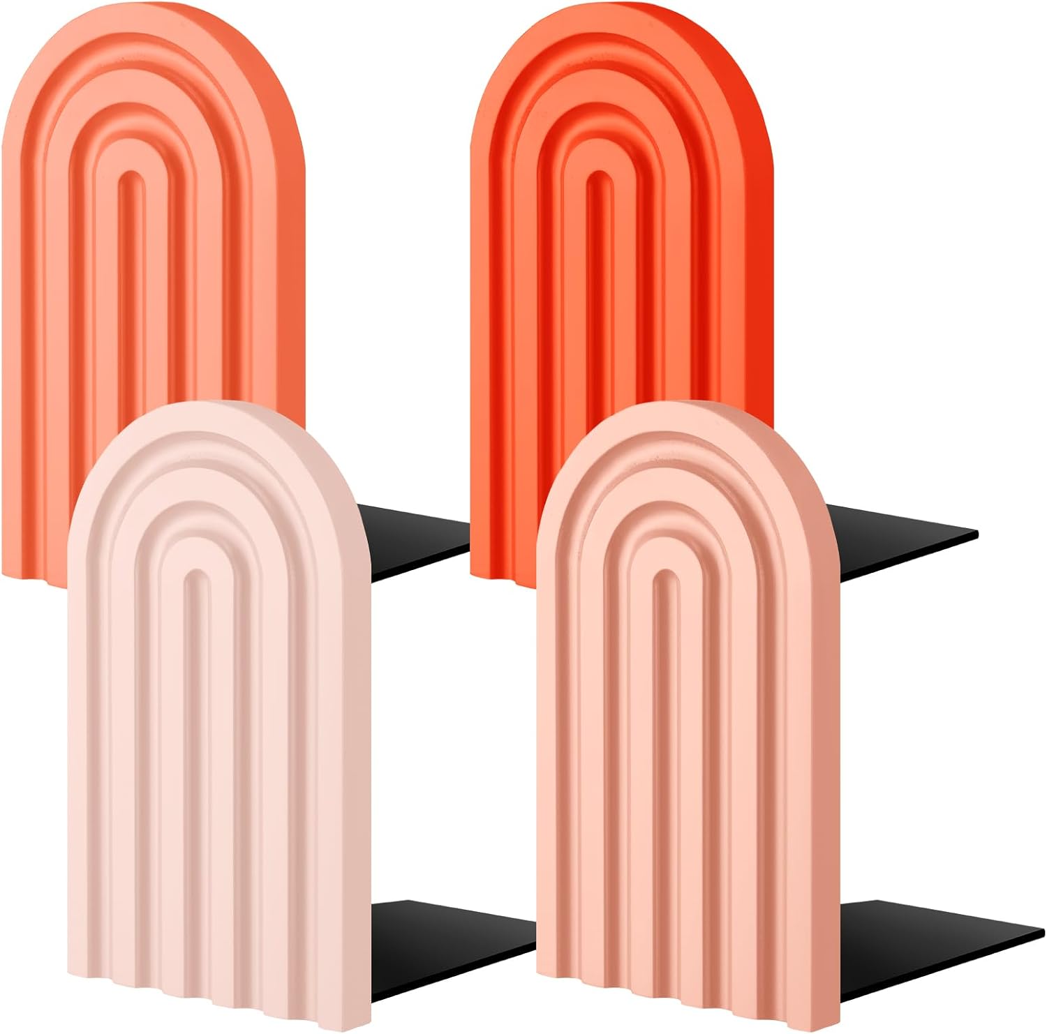 Harloon 4 Pcs Rainbow Boho Bookends for Shelves