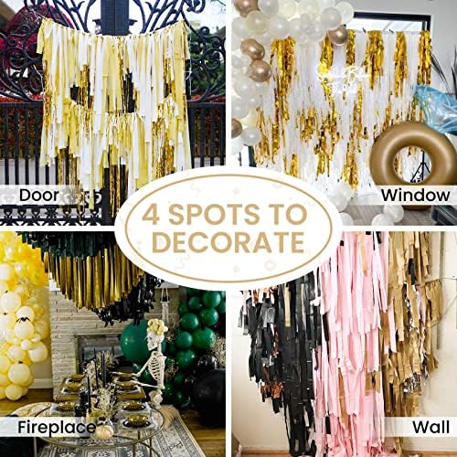 PartyWoo Gold Crepe Paper Streamers 4 Rolls 328ft