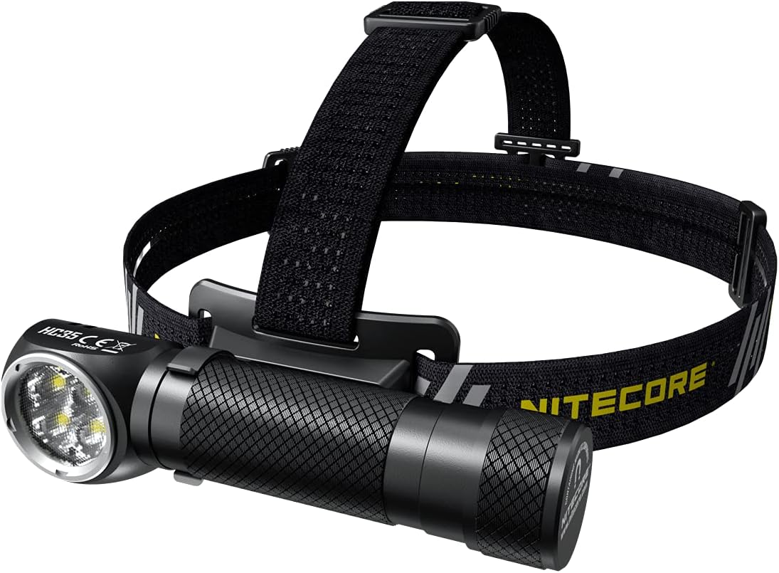 Nitecore HC35 Rechargeable Headlamp with USB Charger and Adapters