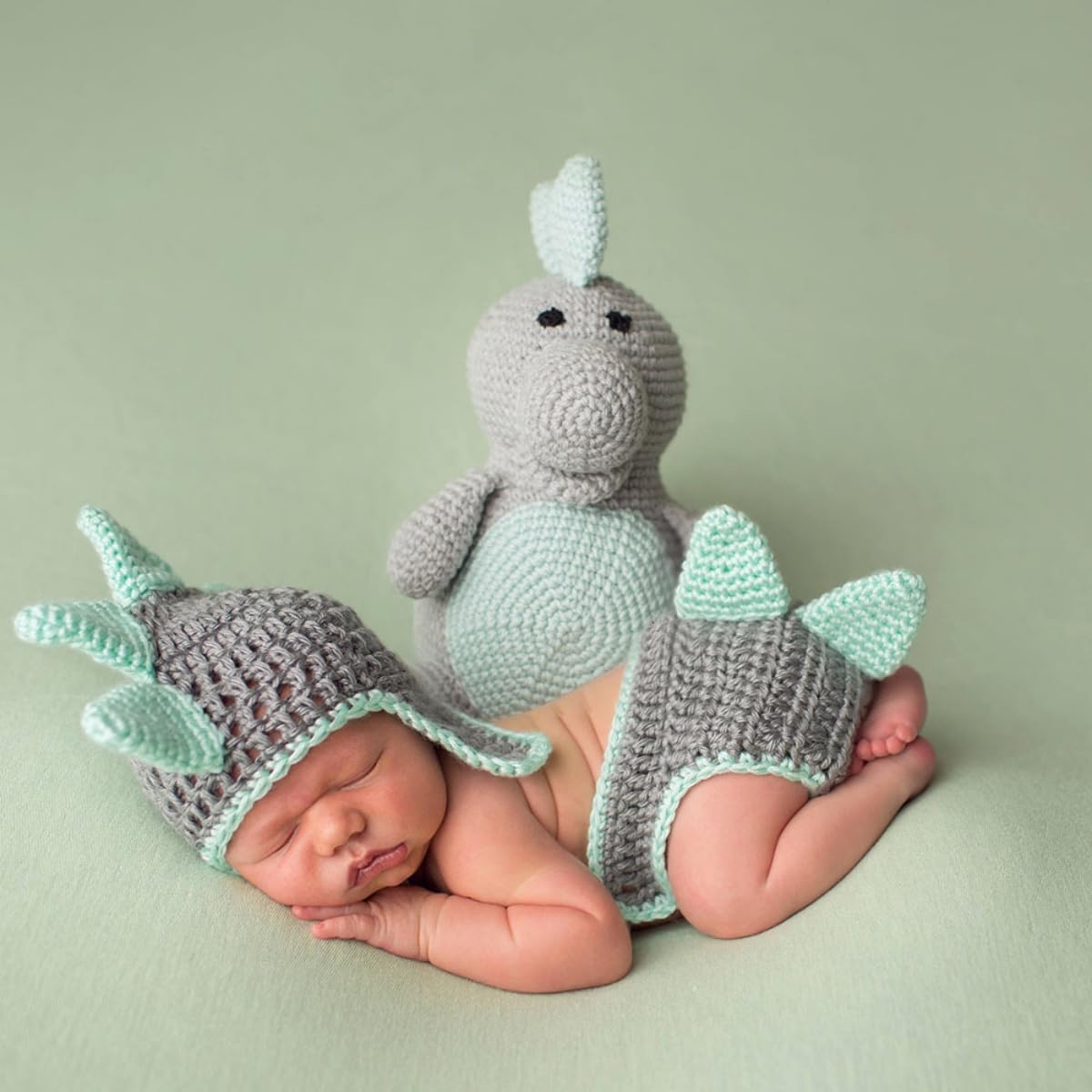 Newborn Photography Props Cute Dinosaur Hat and Diaper Cove