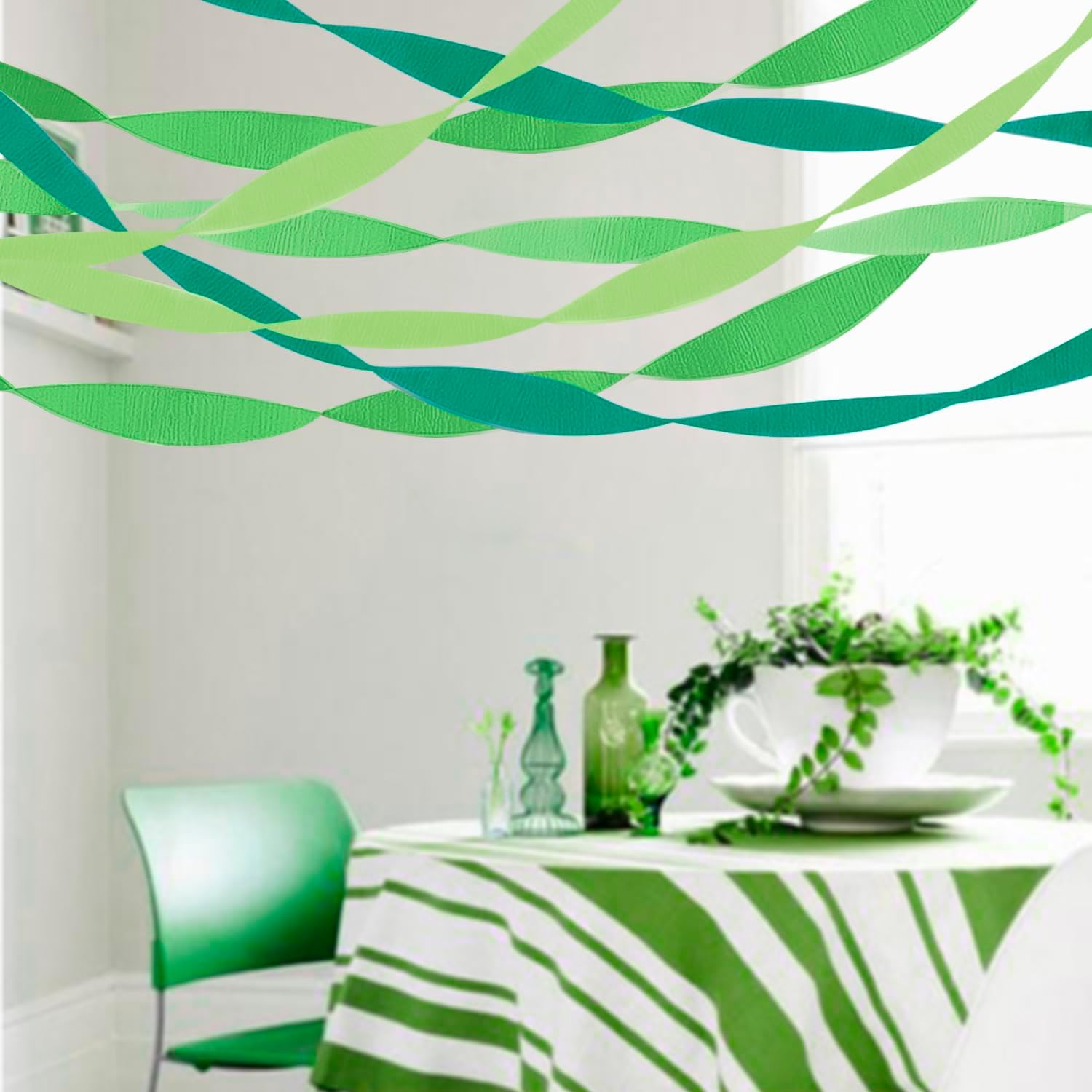 PheiLa Green Crepe Paper Streamers 6 Rolls 492ft