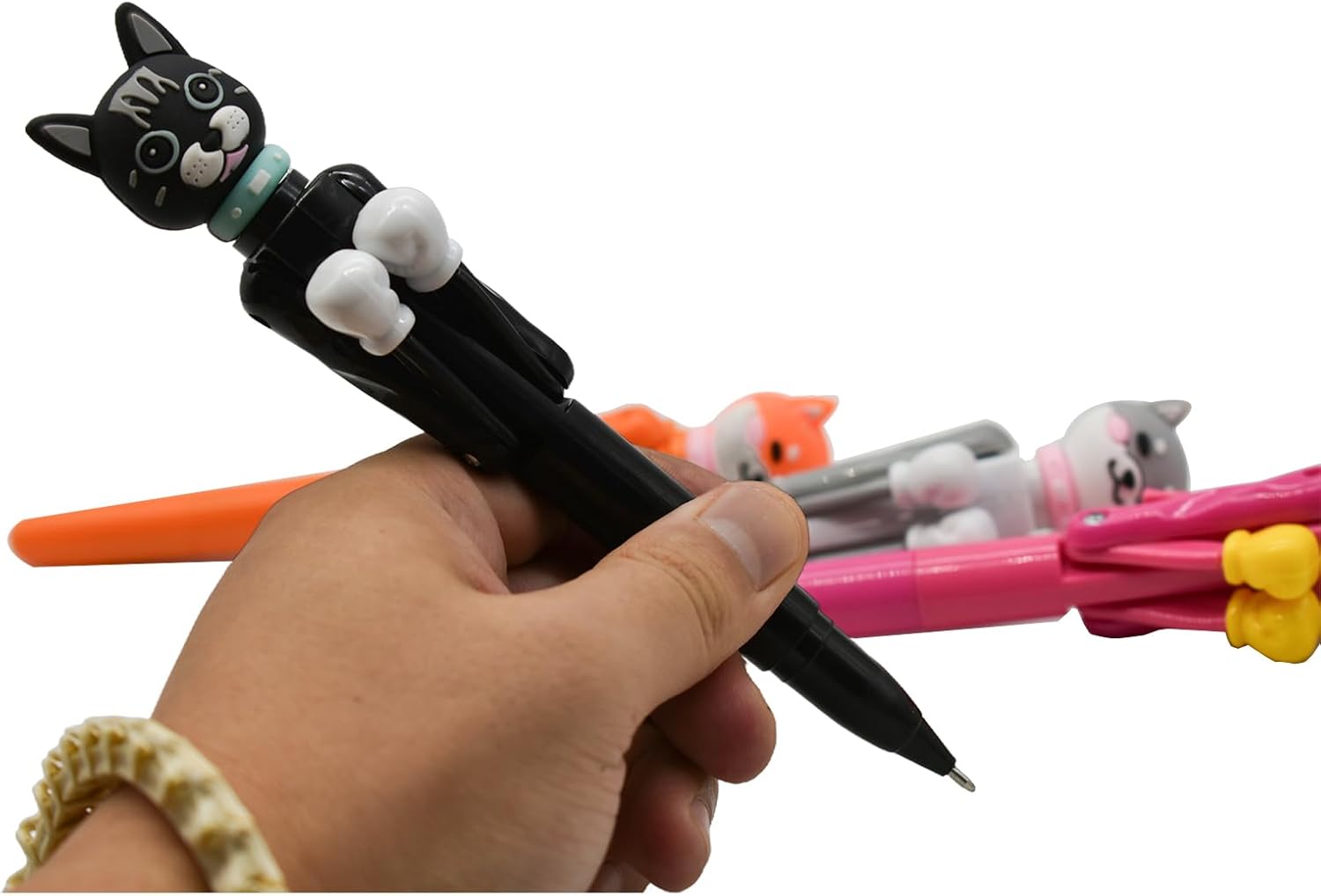 4 pcs Cool Boxing Cat Pens With Blue Ink For School Office