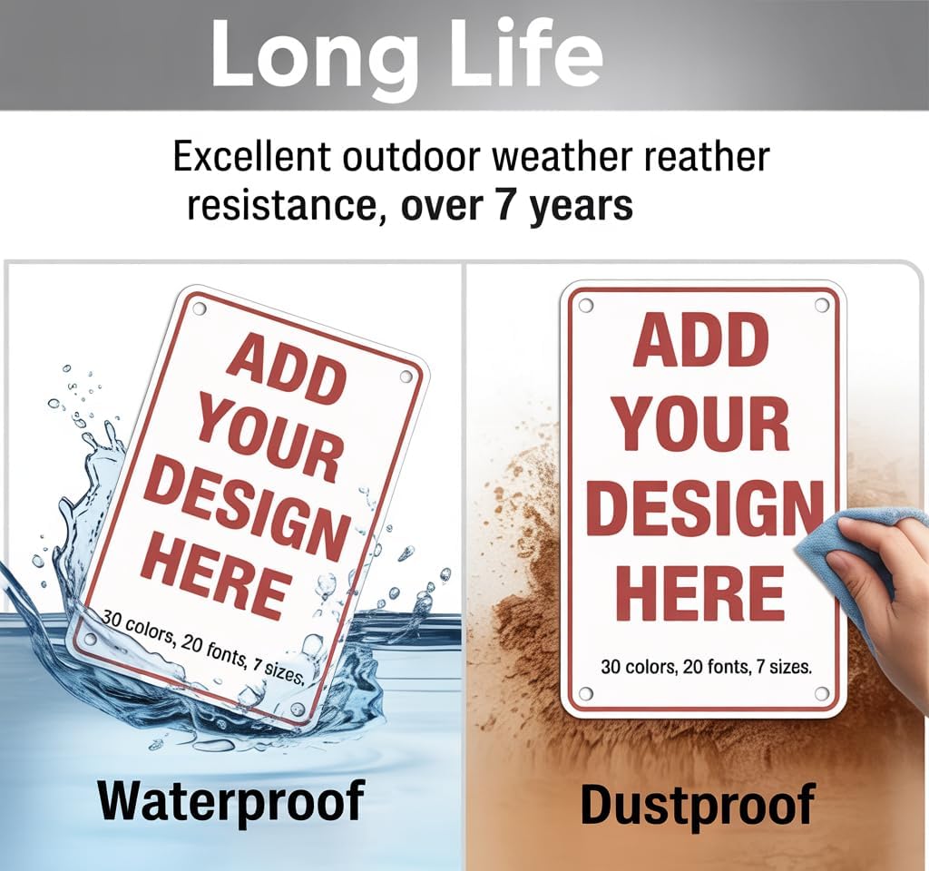 Custom Metal Signs with Text Logo Photo 10x7inch