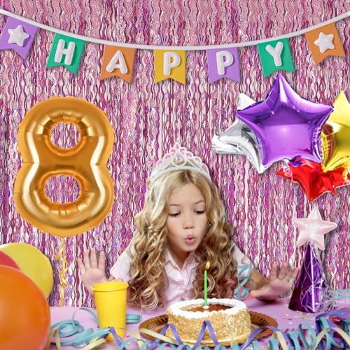 Pink Wavy Tinsel Foil Curtain Backdrop