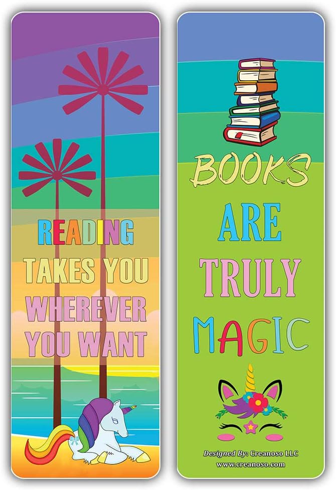 Creanoso Cool and Amazing Unicorn Bookmarks 30-Pack