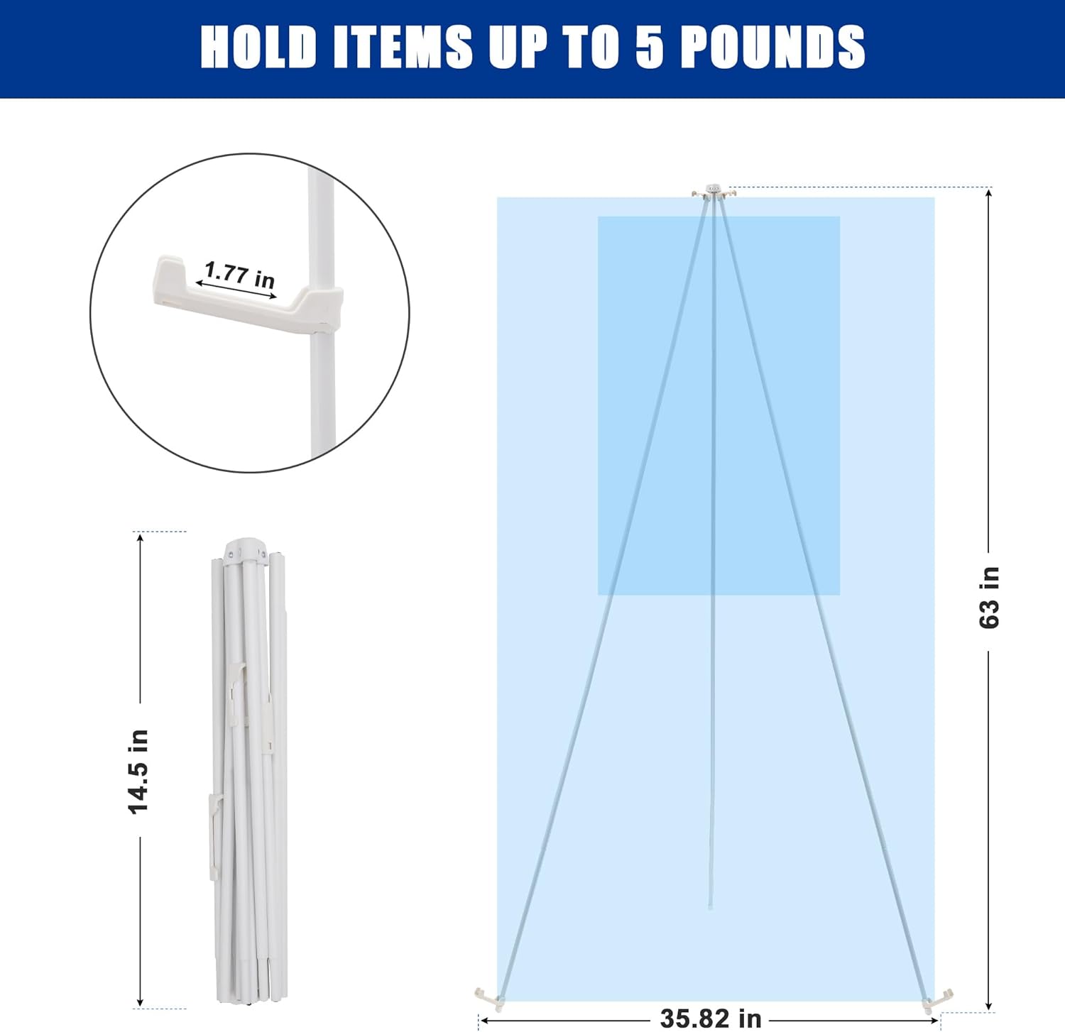 63 Portable Metal Easel Stand - White