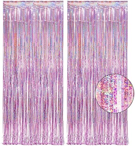 Pink Tinsel Curtain Party Backdrop - 2 Packs
