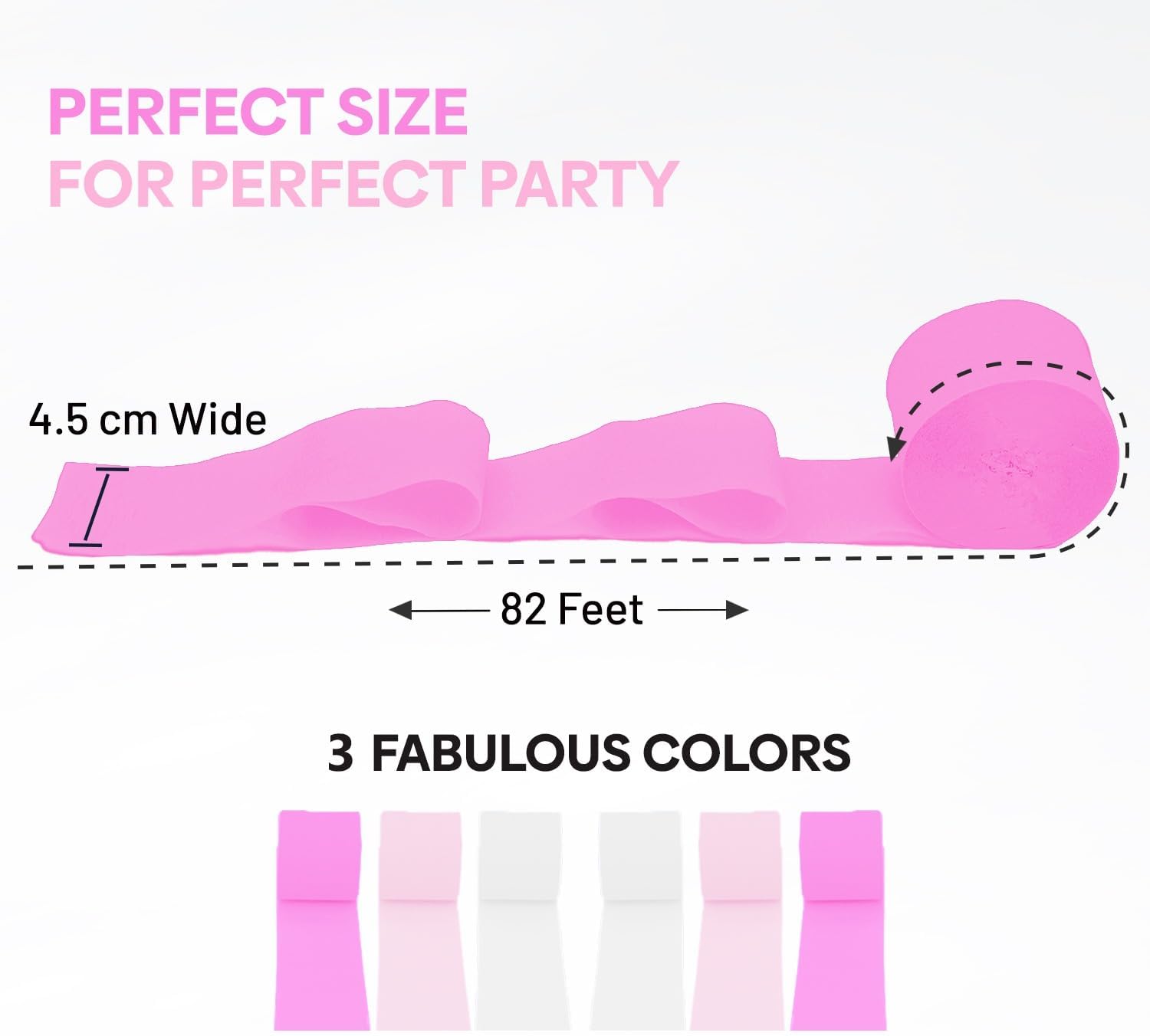 6 Crepe Paper Streamer Rolls Pink White Party Decorations