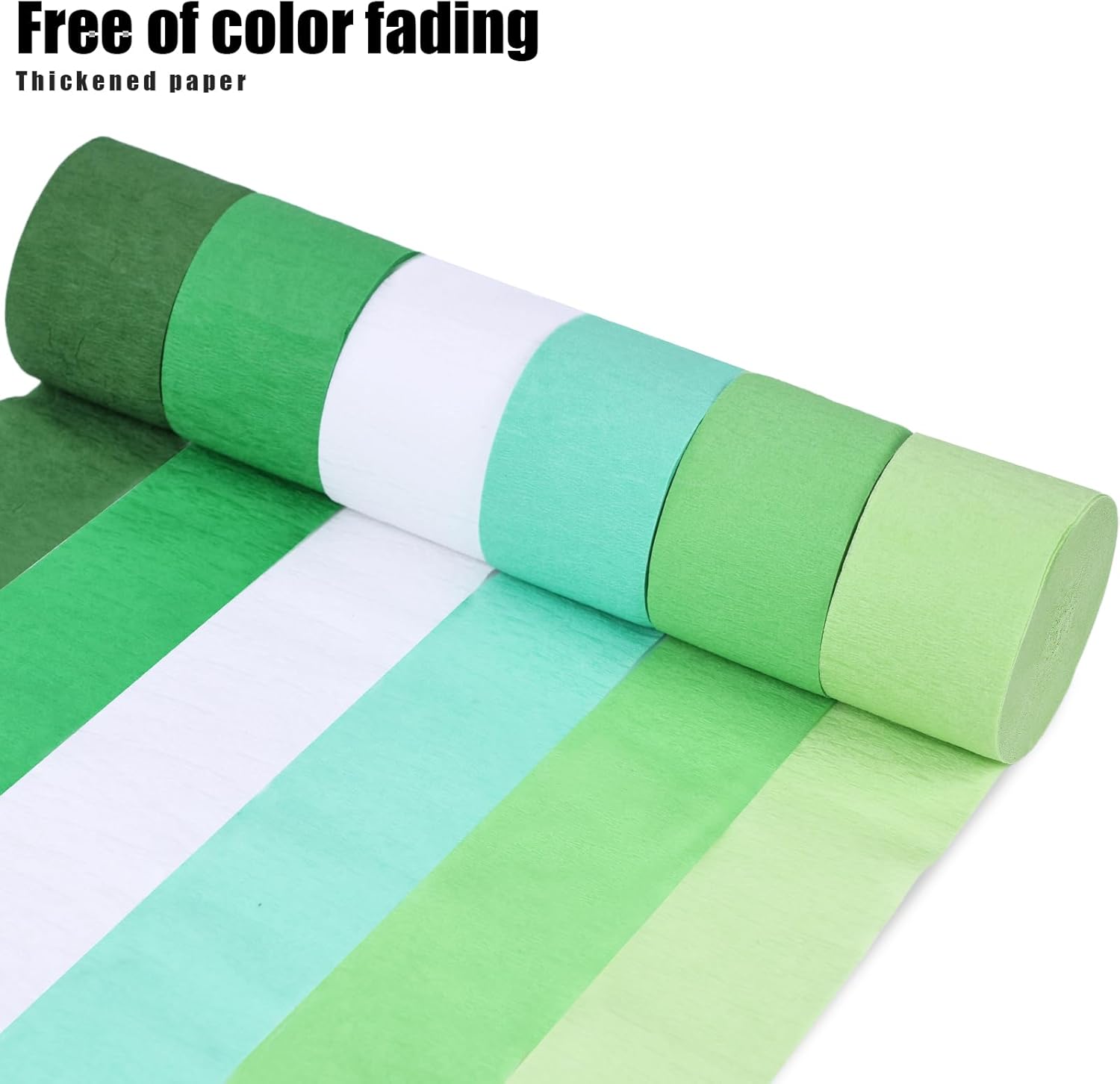 Koogel 12 Rolls Green and White Crepe Paper Streamers