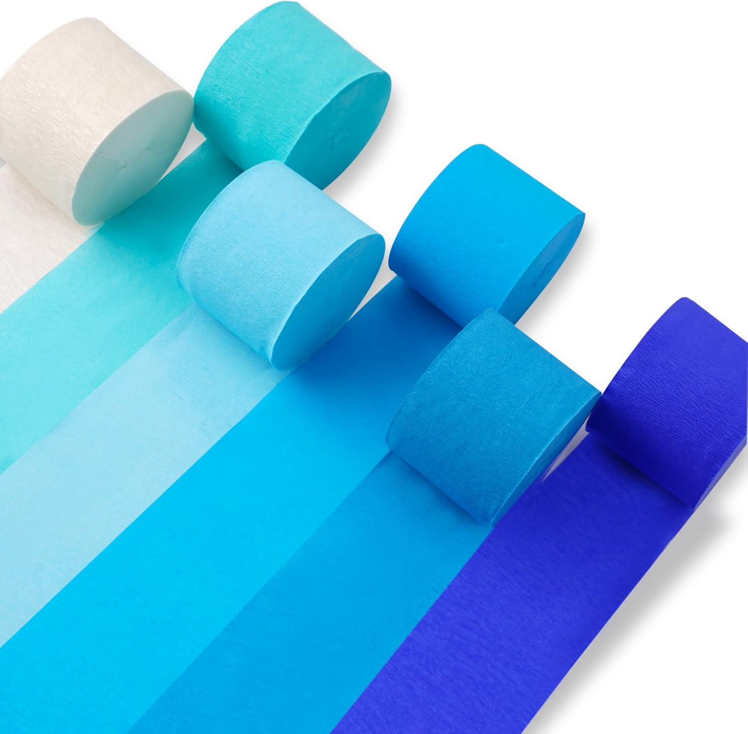 PartyWoo Crepe Paper Streamers 6 Rolls Blue and White