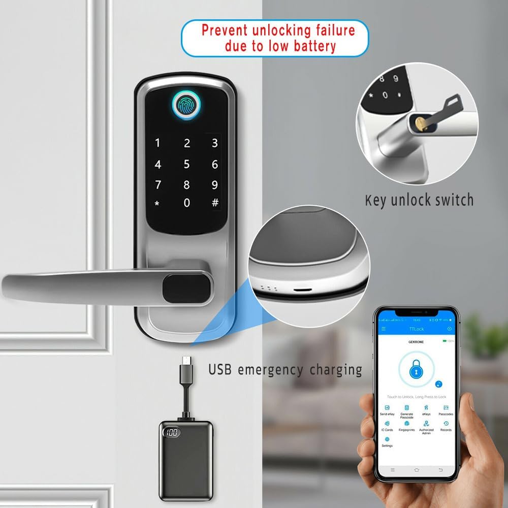 Xenocam 8-in-1 Keyless Entry Door Lock with Fingerprint Keypad