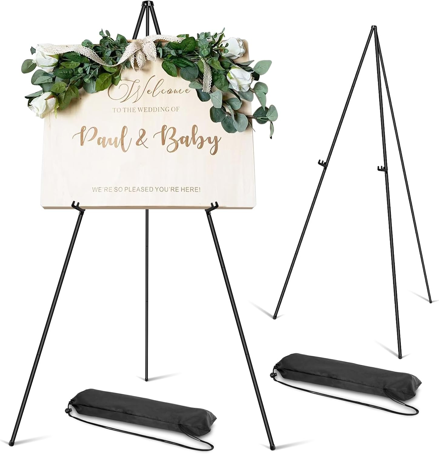 PUJIANG 2 Pack Folding Easel Stand for Signs and Art Displays