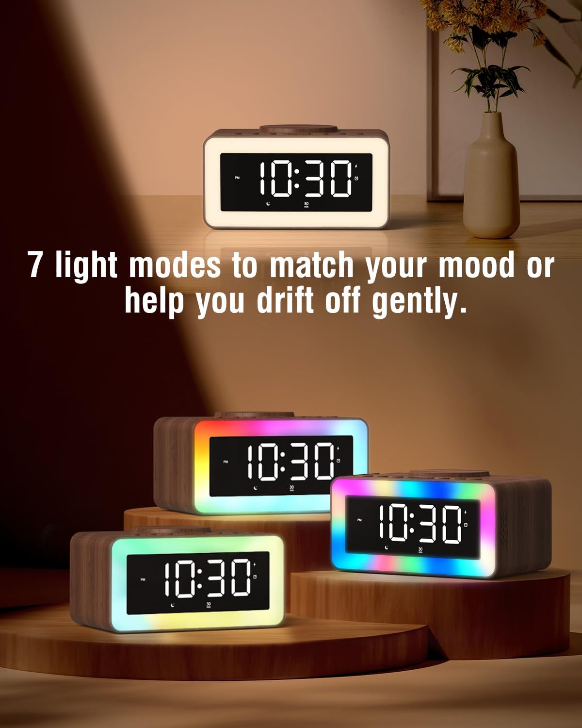 Bitswolee All-in-One Alarm Clock with Wireless Charging