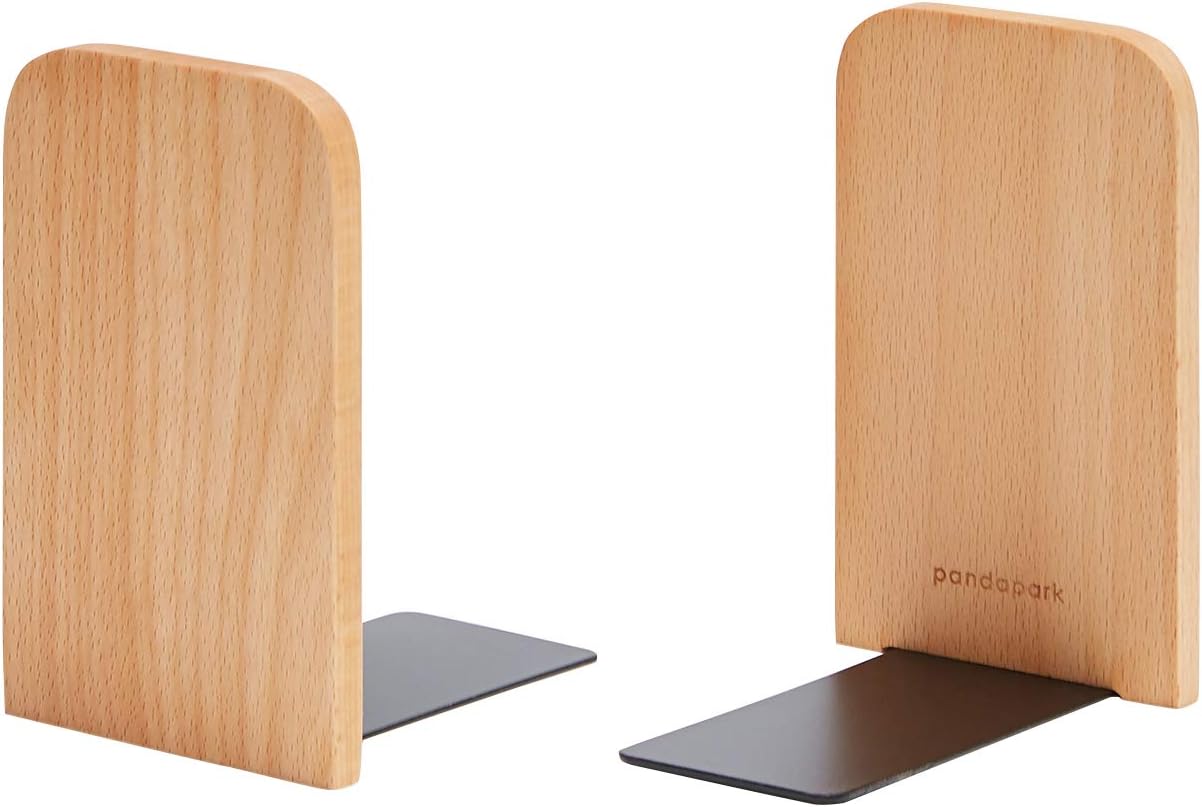 Pandapark Wood Bookends 1 Pair Non-Skid