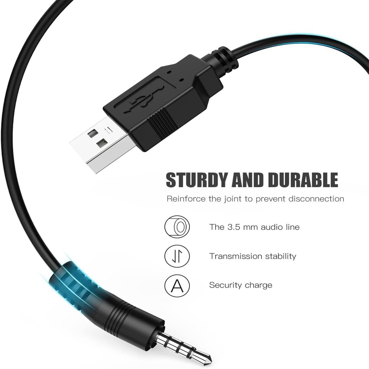 USB to 35mm Audio Jack Adapter Cable 20cm
