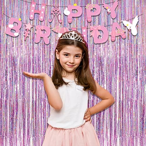 Pink Tinsel Curtain Party Backdrop - 2 Packs
