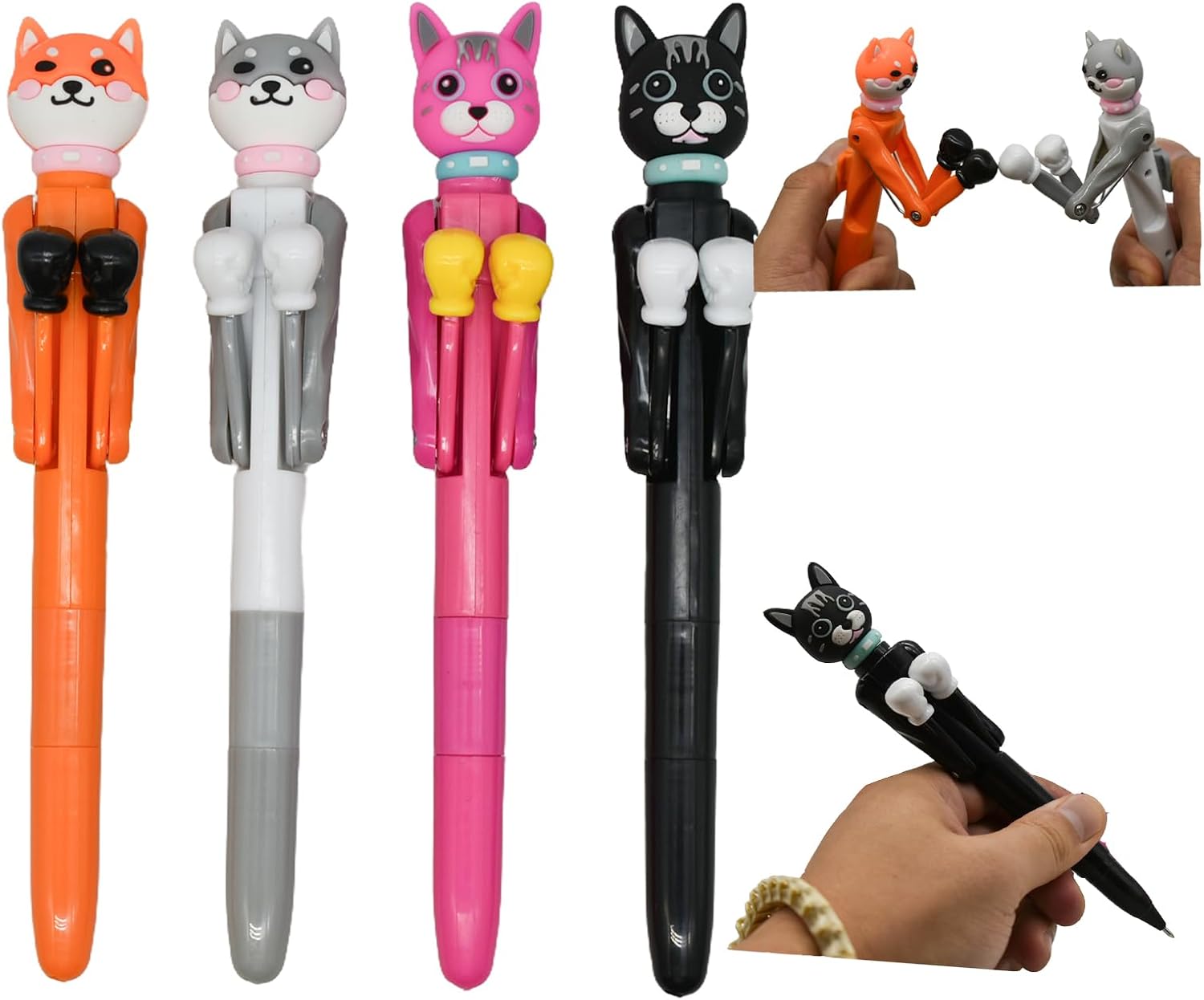 4 pcs Cool Boxing Cat Pens With Blue Ink For School Office