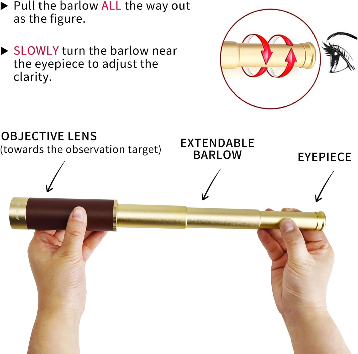 NewDoar 25x30 Zoom Monocular Pirate Telescope - Waterproof Aluminum Alloy Brass Adjustable