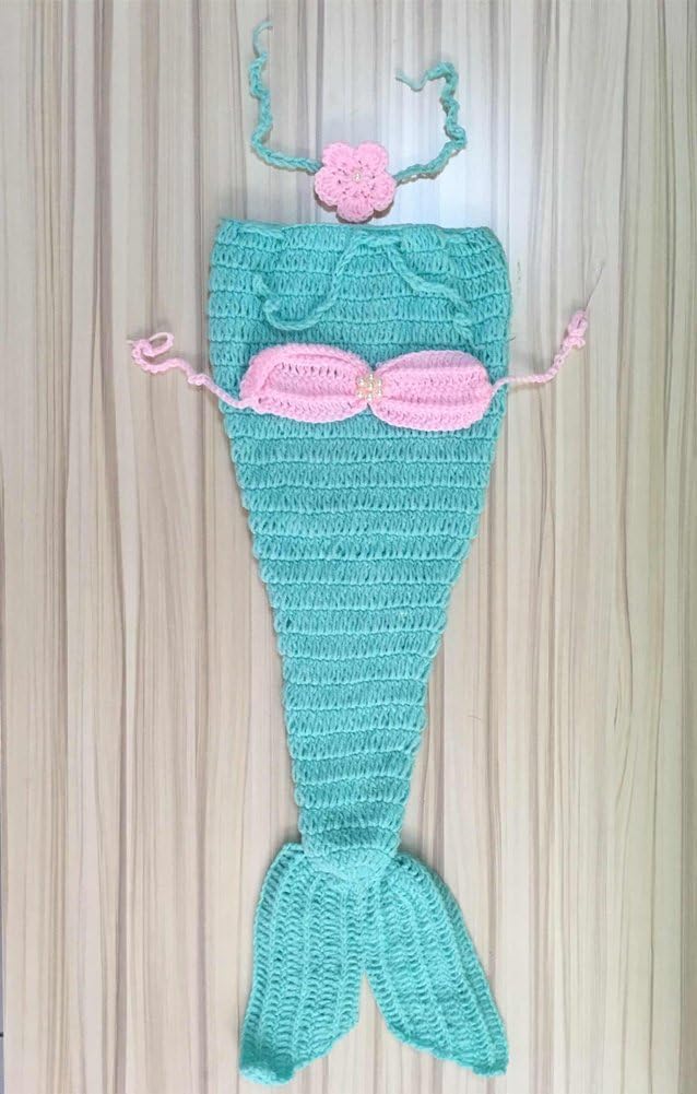 Pinbo Newborn Baby Photography Prop Crochet Mermaid Costume Set