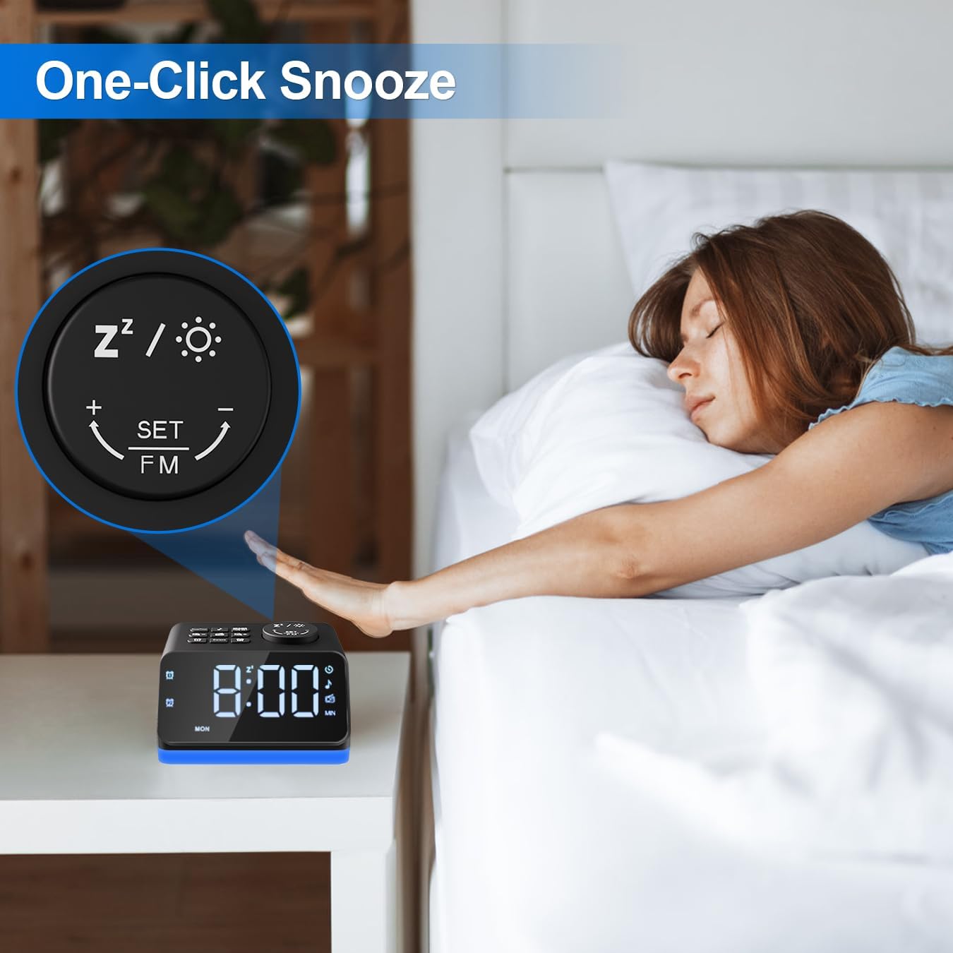 JALL Digital Alarm Clock with FM Radio and Night Light