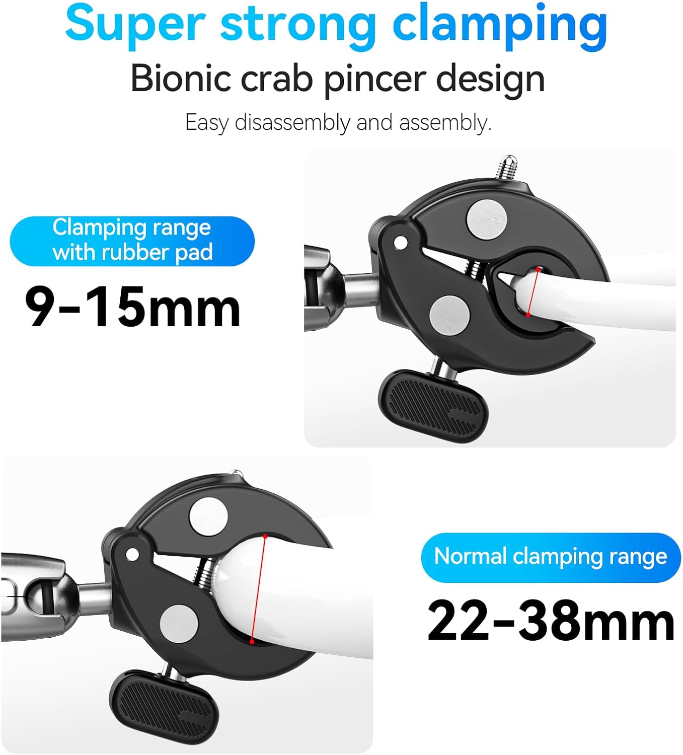 TELESIN 360 Dual Ball Clamp Mount for GoPro and Action Cameras