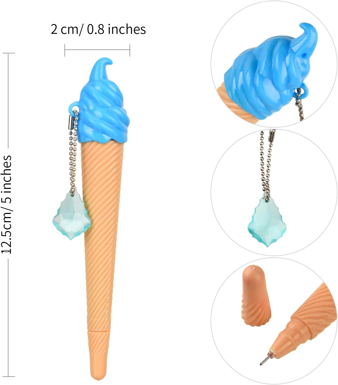 12 Piece Ice Cream Shape Writing Pens for Kids