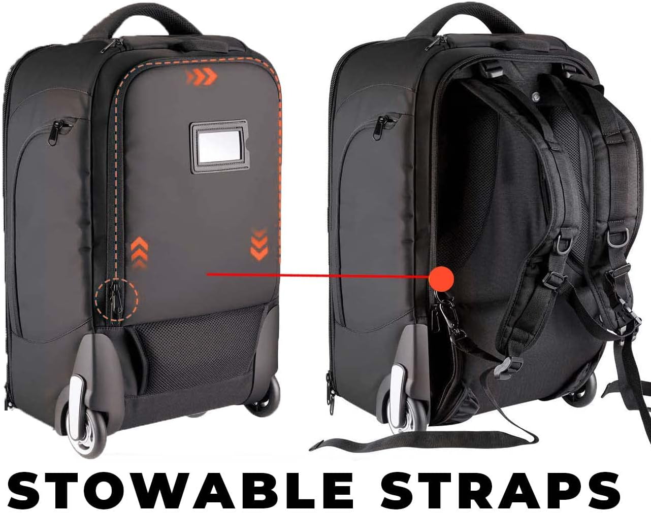 Wheeled Camera Backpack 20 with Telescoping Handle and Detachable Compartments