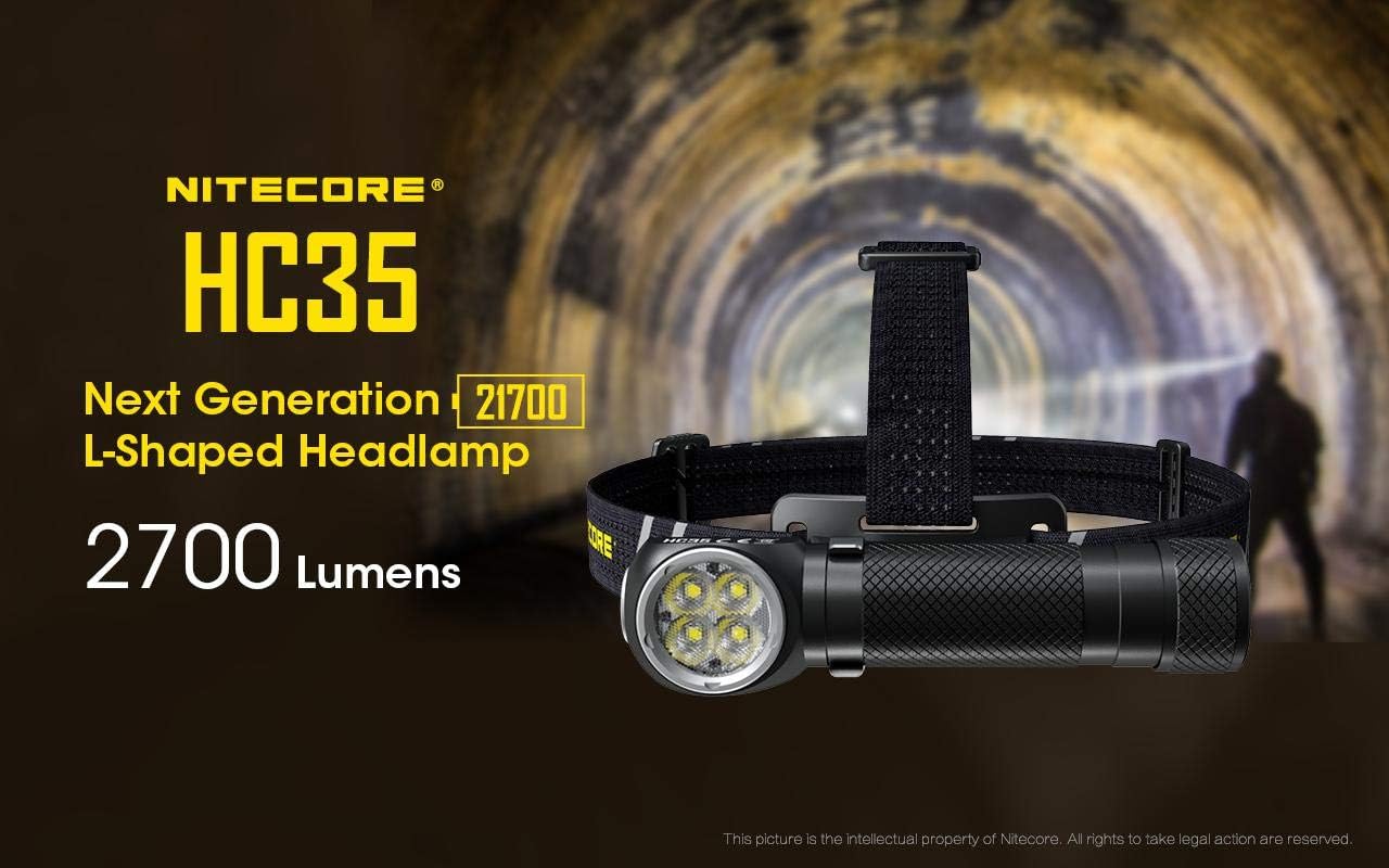 Nitecore HC35 Rechargeable Headlamp with USB Charger and Adapters