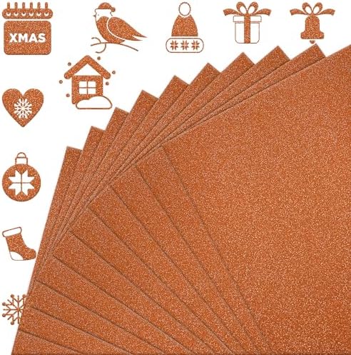 FEILIBAY 20 Sheets Orange Glitter Cardstock Paper A4 Size