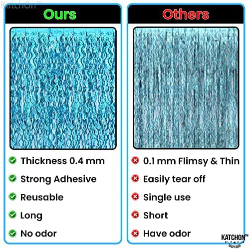 KatchOn XtraLarge Wavy Blue Foil Fringe Curtain - Pack of 2