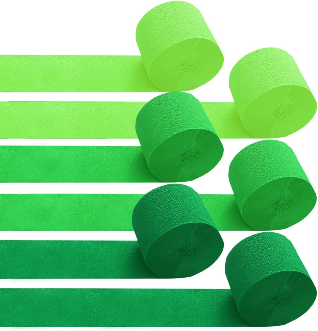 6 Rolls Green Crepe Paper Streamers for Party Decorations