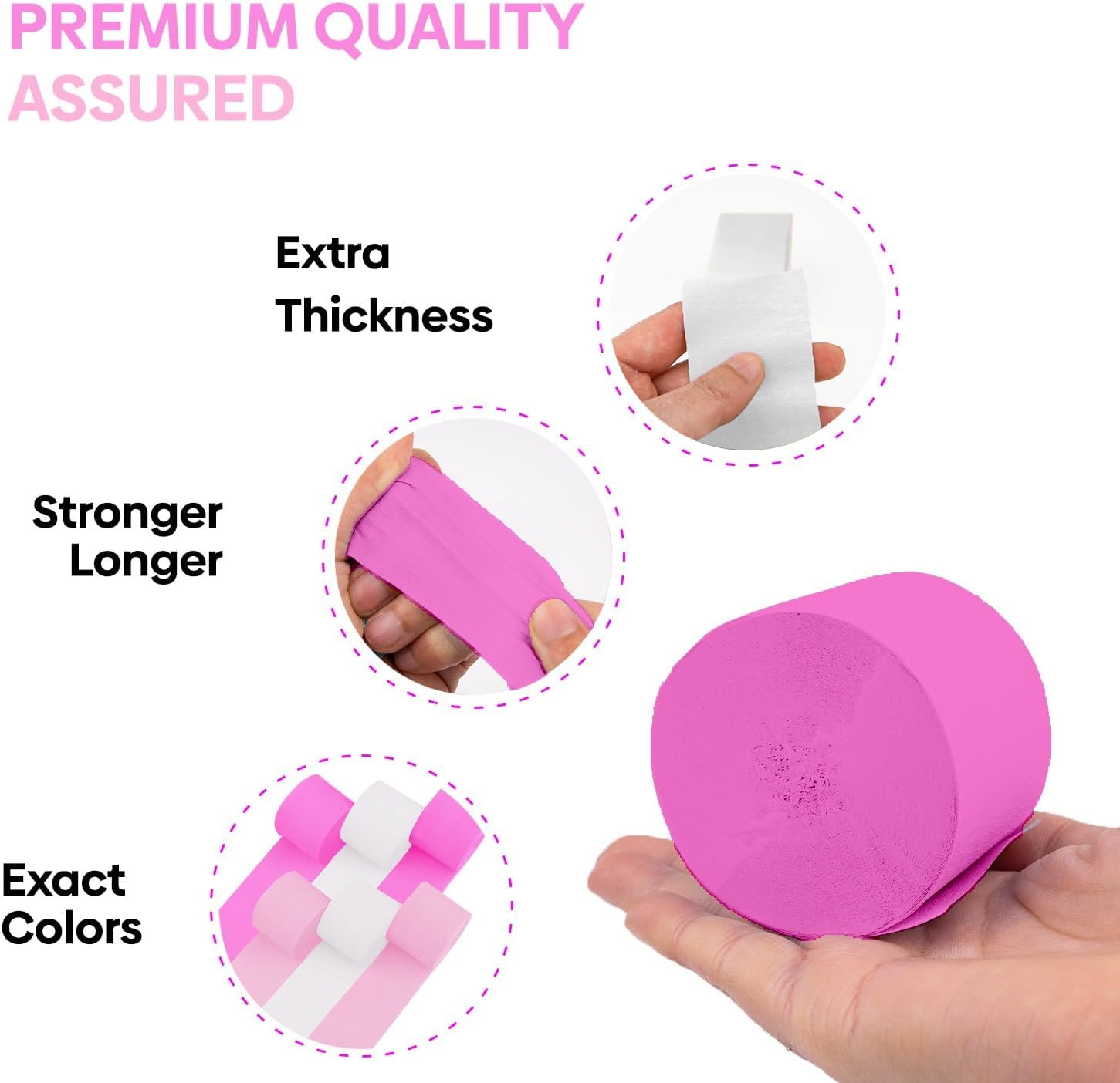 6 Crepe Paper Streamer Rolls Pink White Party Decorations