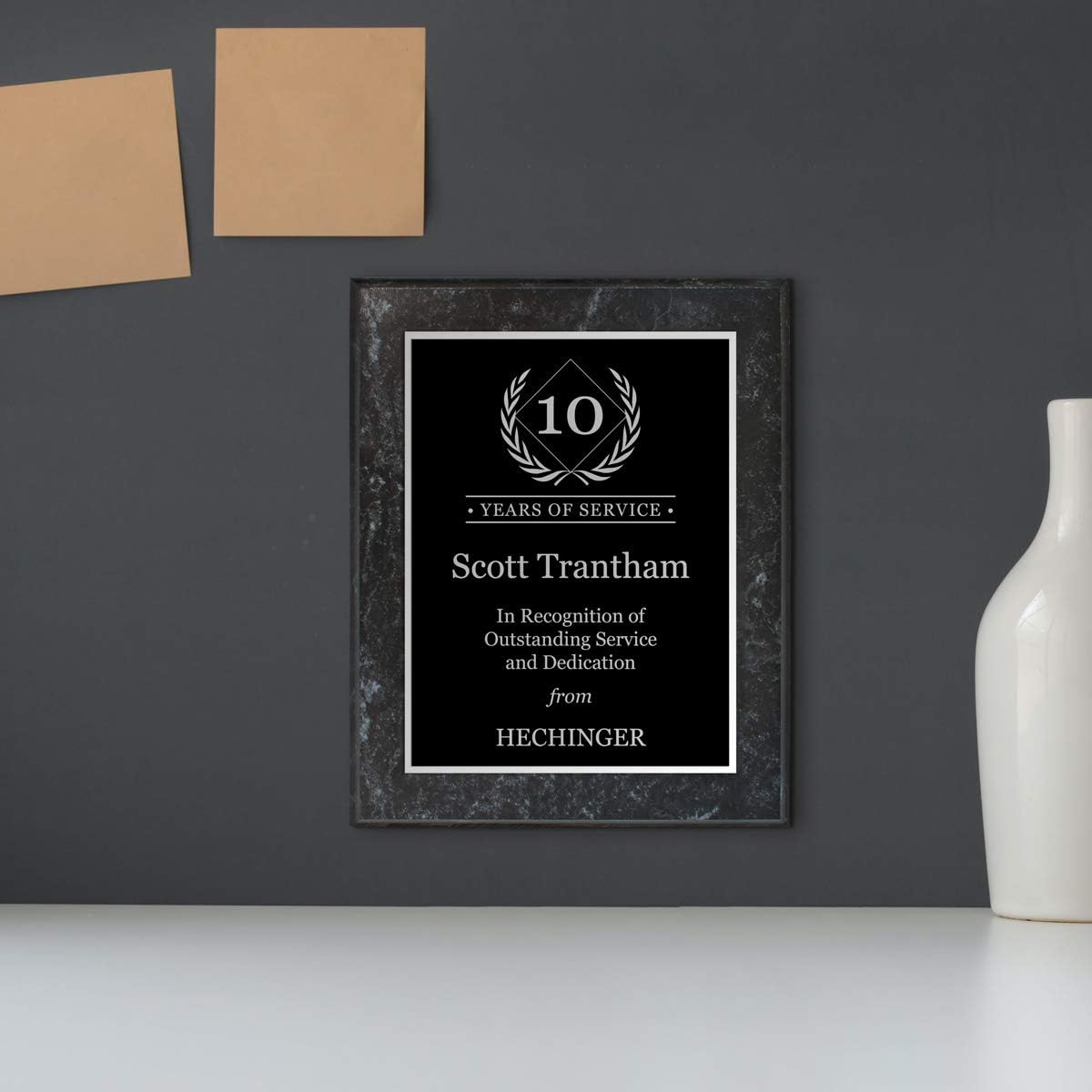 PlaqueMaker Personalized Years of Service Award - Black with Silver