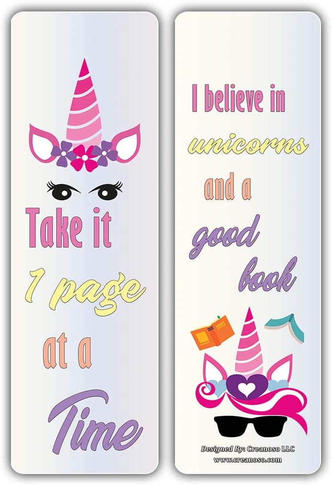 Creanoso Cool and Amazing Unicorn Bookmarks 30-Pack