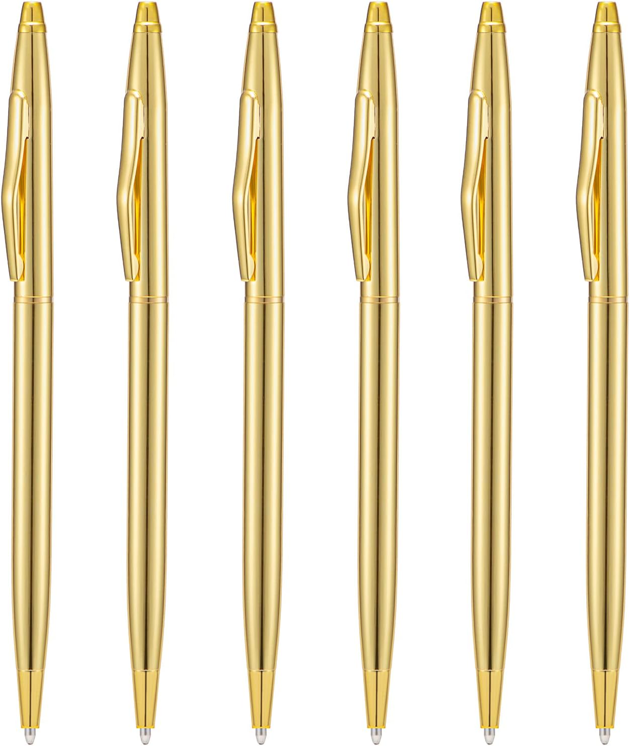Wikult 6-Piece Golden Slim Metal Ballpoint Pen Set
