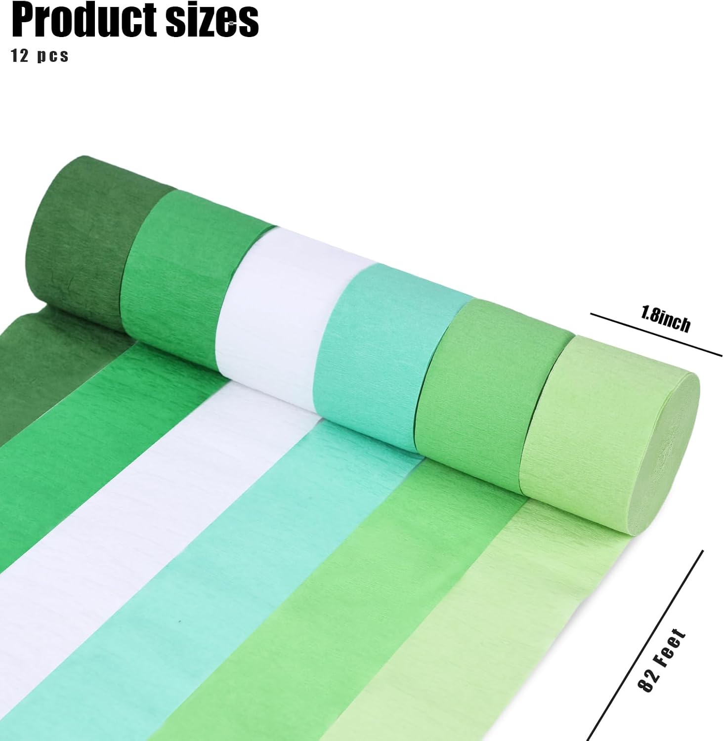 Koogel 12 Rolls Green and White Crepe Paper Streamers