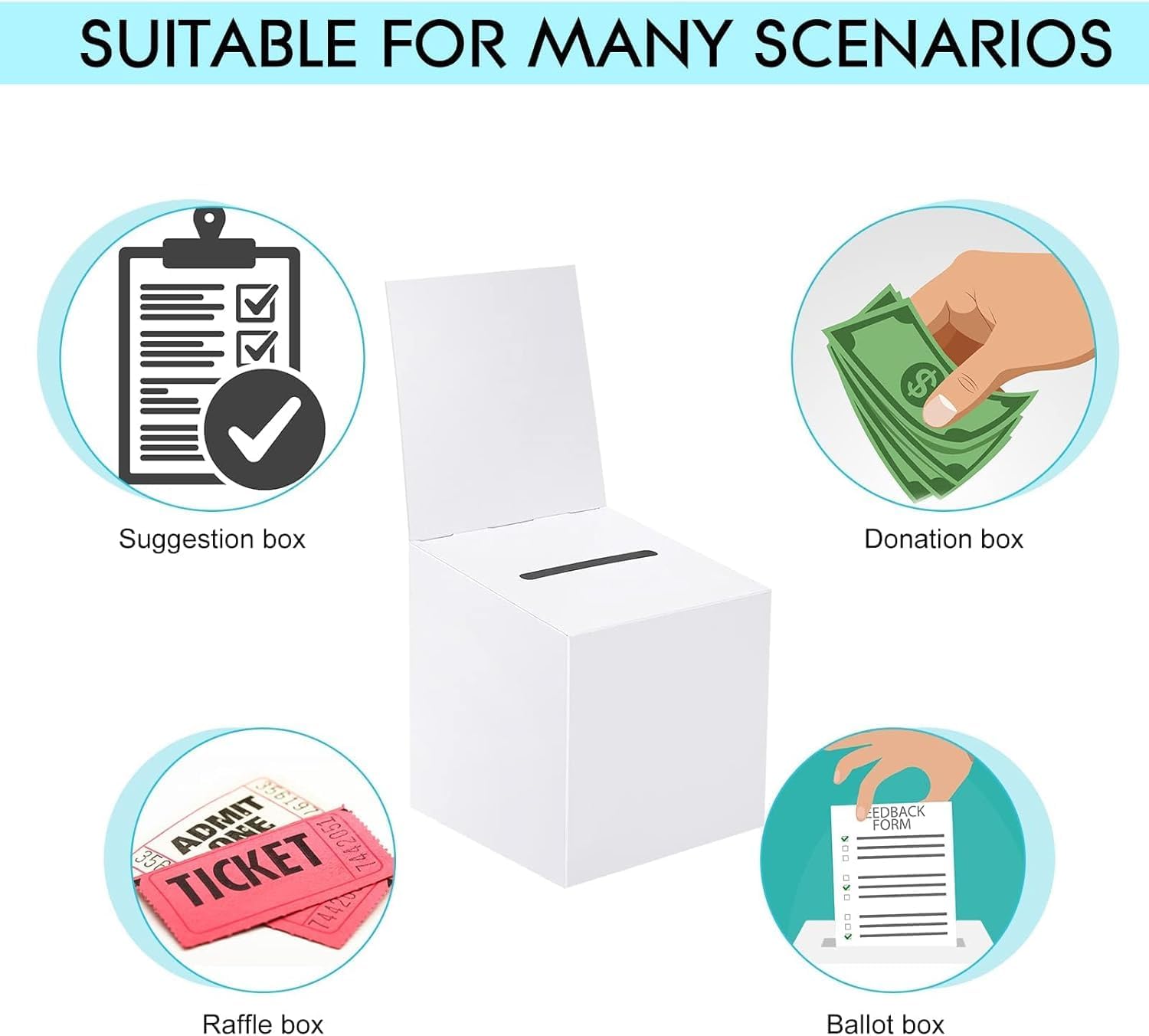 White Raffle Boxes 24 PCS 6x6x6 Inch Cardboard Suggestion Boxes