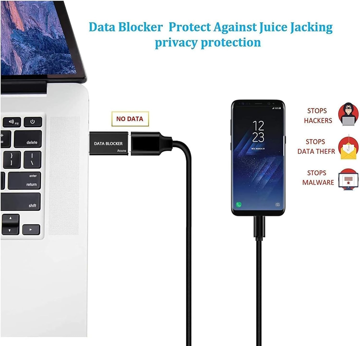 USB Data Blocker - Hack Proof Safe Charging No Data Transfer