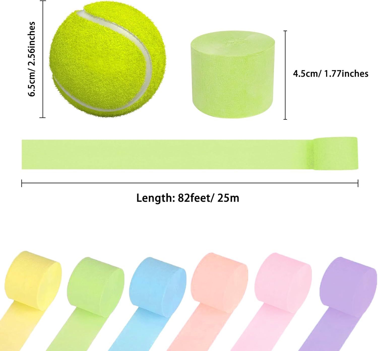 Crepe Paper Streamers 6 Rolls Pastel Rainbow