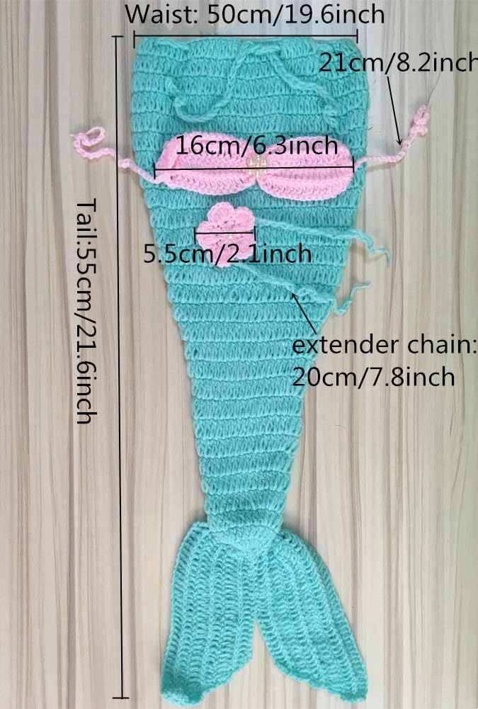 Pinbo Newborn Baby Photography Prop Crochet Mermaid Costume Set
