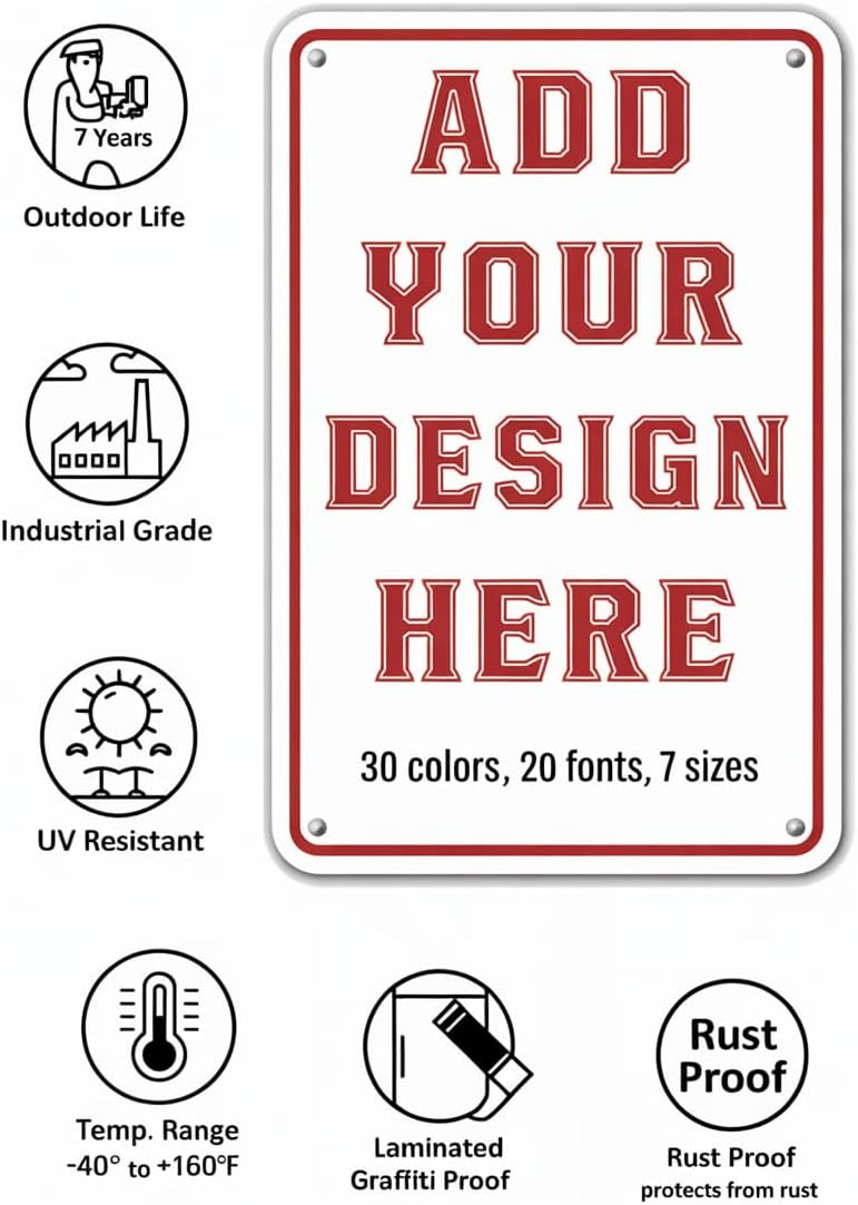 Custom Metal Signs with Text Logo Photo 10x7inch